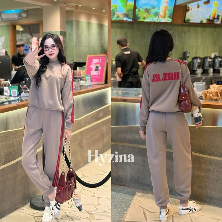 Set Bộ Quần Áo Nỉ Thể Thao Hyzina, Hoạ Tiết Chữ Jsl-Jendar Cho Nữ, Chất Liệu Nỉ 2 Da, Set Đồ Nữ Đẹp, Bộ Nỉ Thu Đông Nữ
