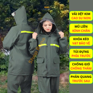 Bộ Quần Áo Mưa Vải Dệt Kim, PVC, Cao Su Non, Mềm Mại, Chống Thấm, Có Giải Phản Quang An Toàn Xe Máy