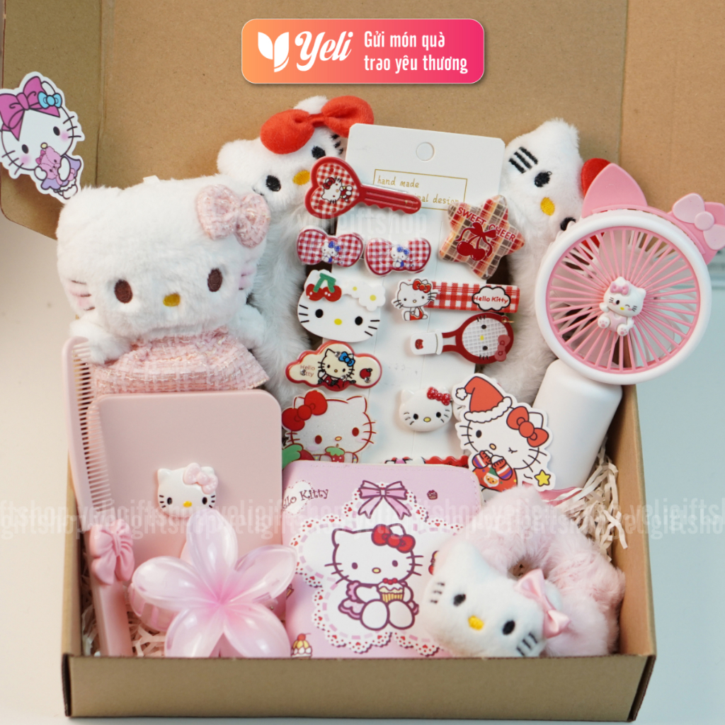 Hộp quà tặng phụ kiện Hello Kitty tự chọn, Phụ kiện quà tặng Hello Kitty đáng yêu, Sét quà tự chọn Yeli Shop