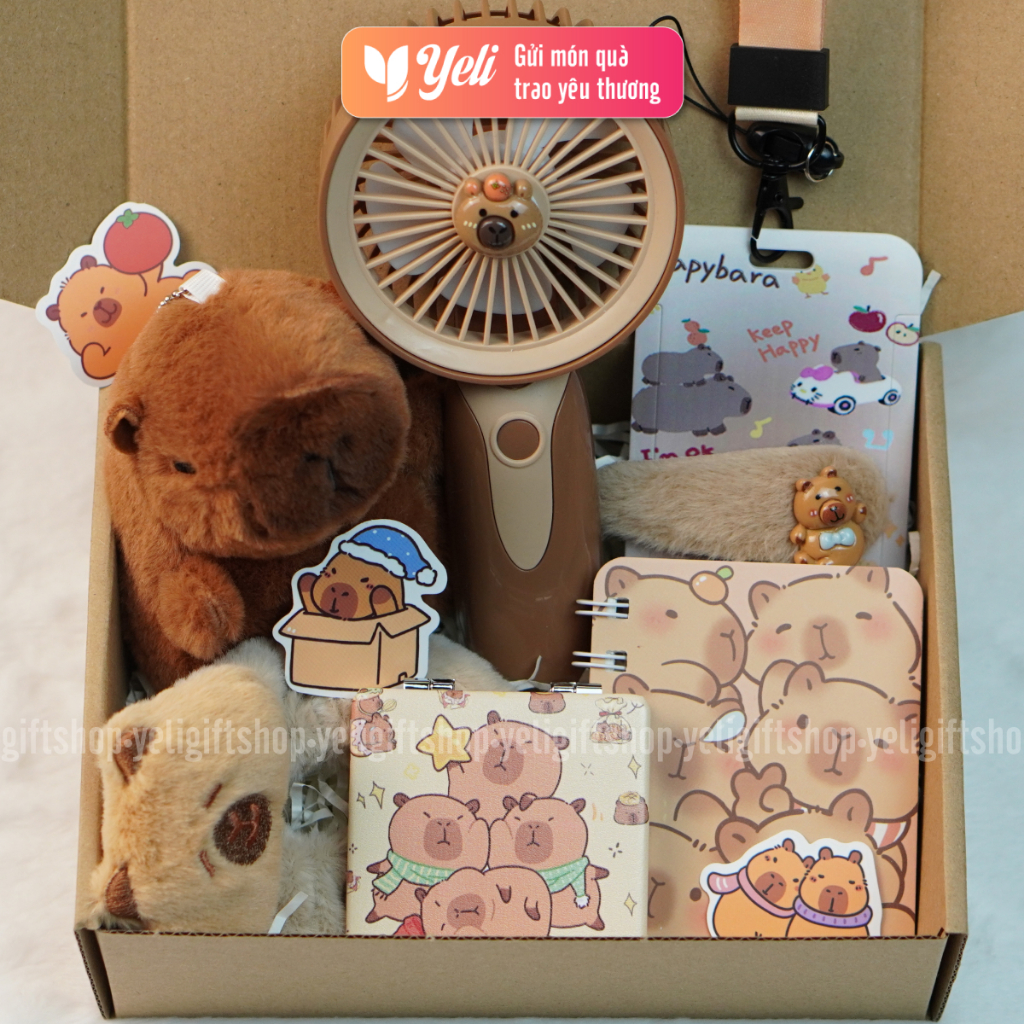 Set Quà Capybara phụ kiện làm quà tặng bạn thân, người yêu, Combo quà tặng Capybara móc khóa Yeli Shop