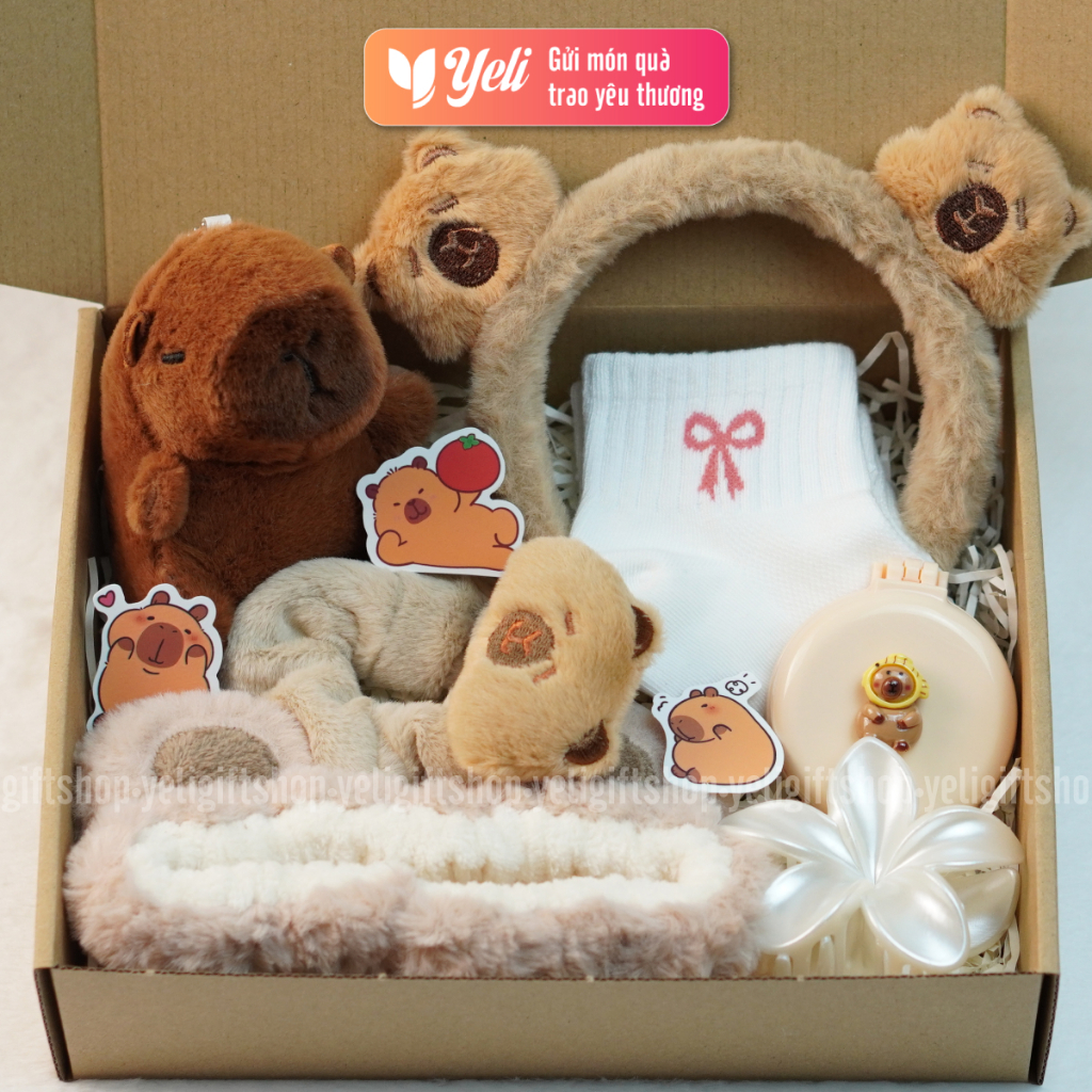 Set Quà Capybara phụ kiện làm quà tặng bạn thân, người yêu, Combo quà tặng Capybara móc khóa Yeli Shop