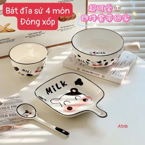 Set 4 món hoạ tiết bò sữa siêu xinh