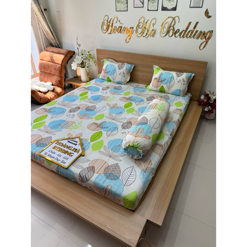 Bộ ga thun lạnh hàn quốc  LÁ THU LOVEE (có bộ có 2 áo ôm dây kéo)