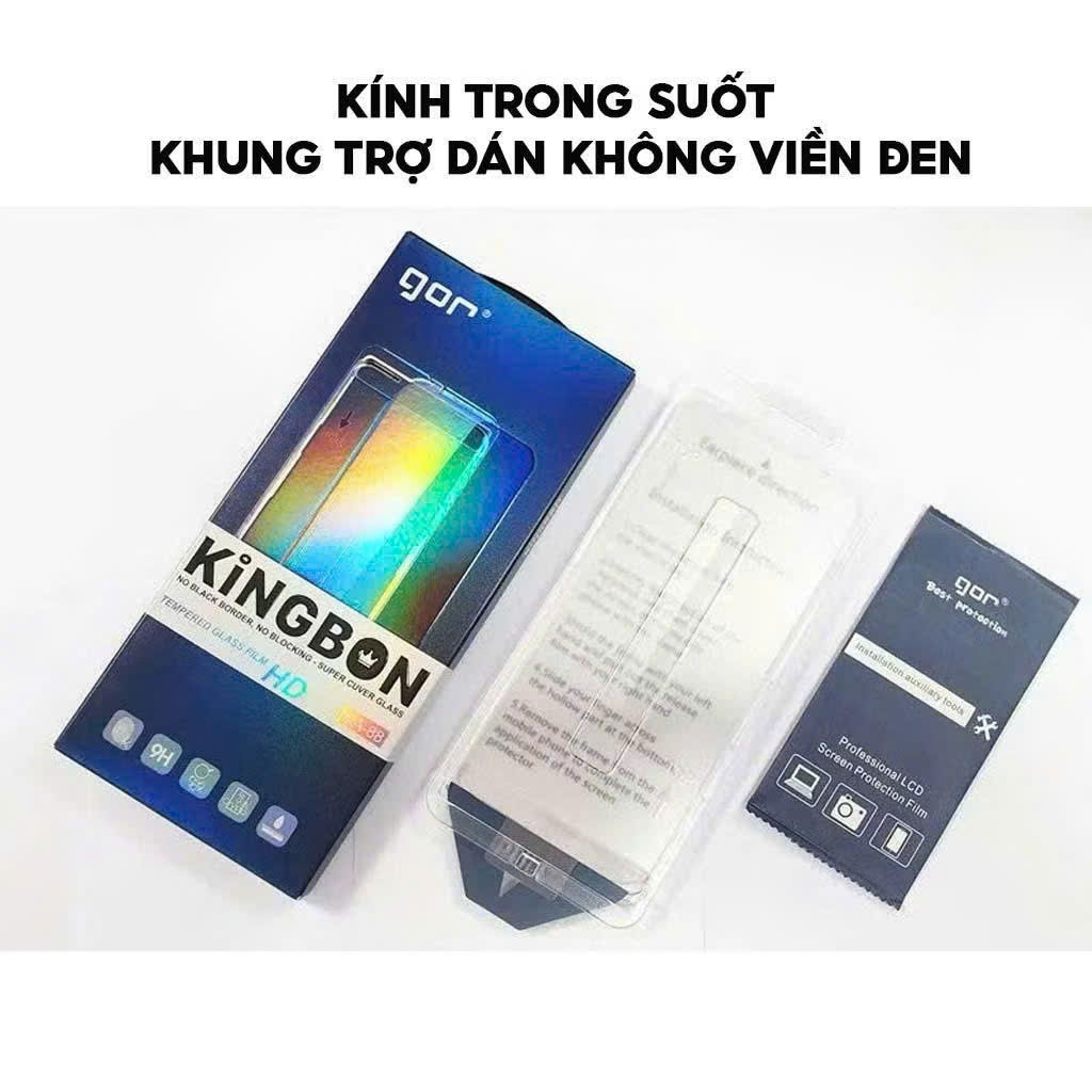 Kính cường lực GOR KINGBON không viền đen có khung trợ dán trong và chống trộm IPhone 13 đến16Promax