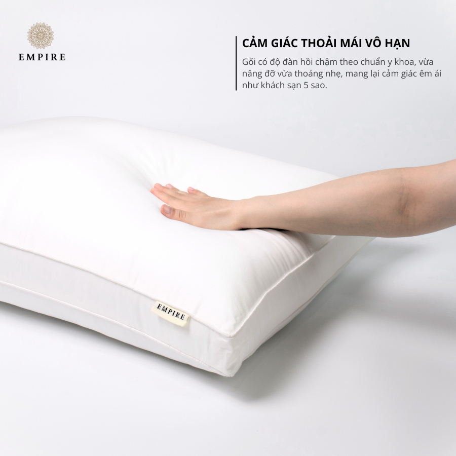 Ruột Gối Nằm Lông Vũ 50x70 Premium EMPIRE Chuẩn Khách sạn vỏ bọc cotton T600 -Empire Bedding & Decor