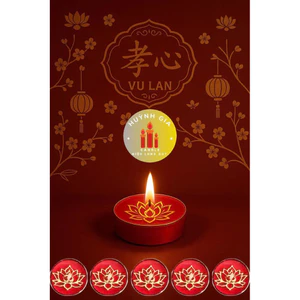 Nến Tealight Bông Sen - om mani padme hum - 1 hộp 10 viên 1 giờ cháy sáng lửa to