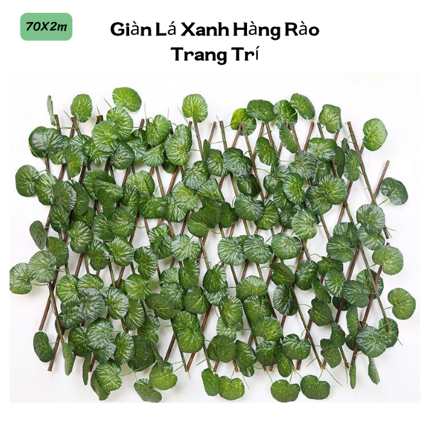 Giàn Lá Hàng Rào Nhân Tạo Cao 70CMx2M, Trang Trí Cây + Lá xanh rau má