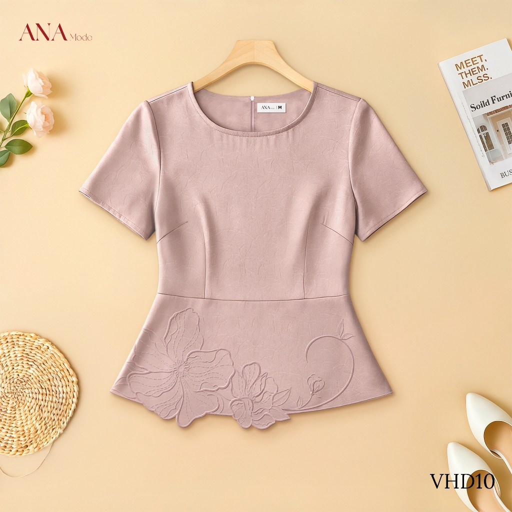 Áo Kiểu Form Rộng Trung Niên ANA Mode Chất Liệu Lụa Vân Mờ Thanh Lịch Đi Chơi Quà Tặng Mẹ AK25VHD10