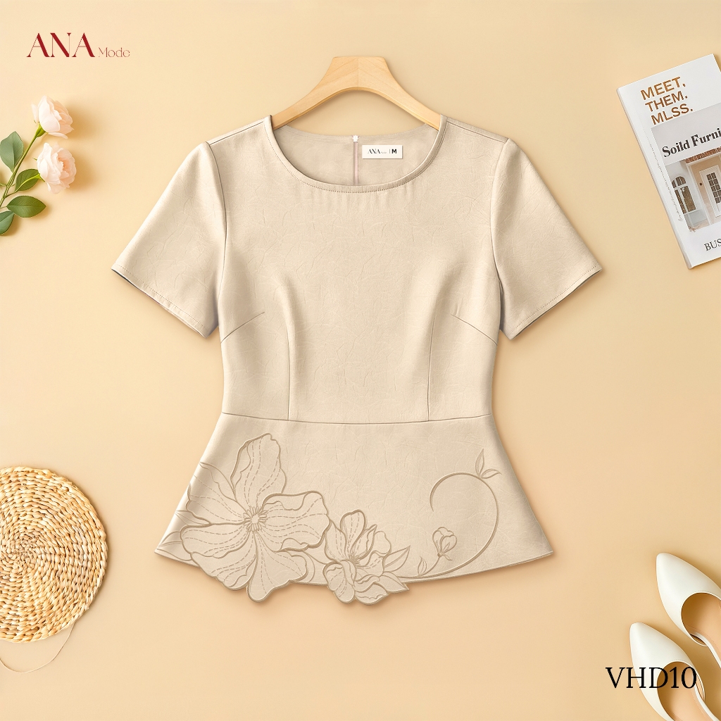 Áo Kiểu Form Rộng Trung Niên ANA Mode Chất Liệu Lụa Vân Mờ Thanh Lịch Đi Chơi Quà Tặng Mẹ AK25VHD10