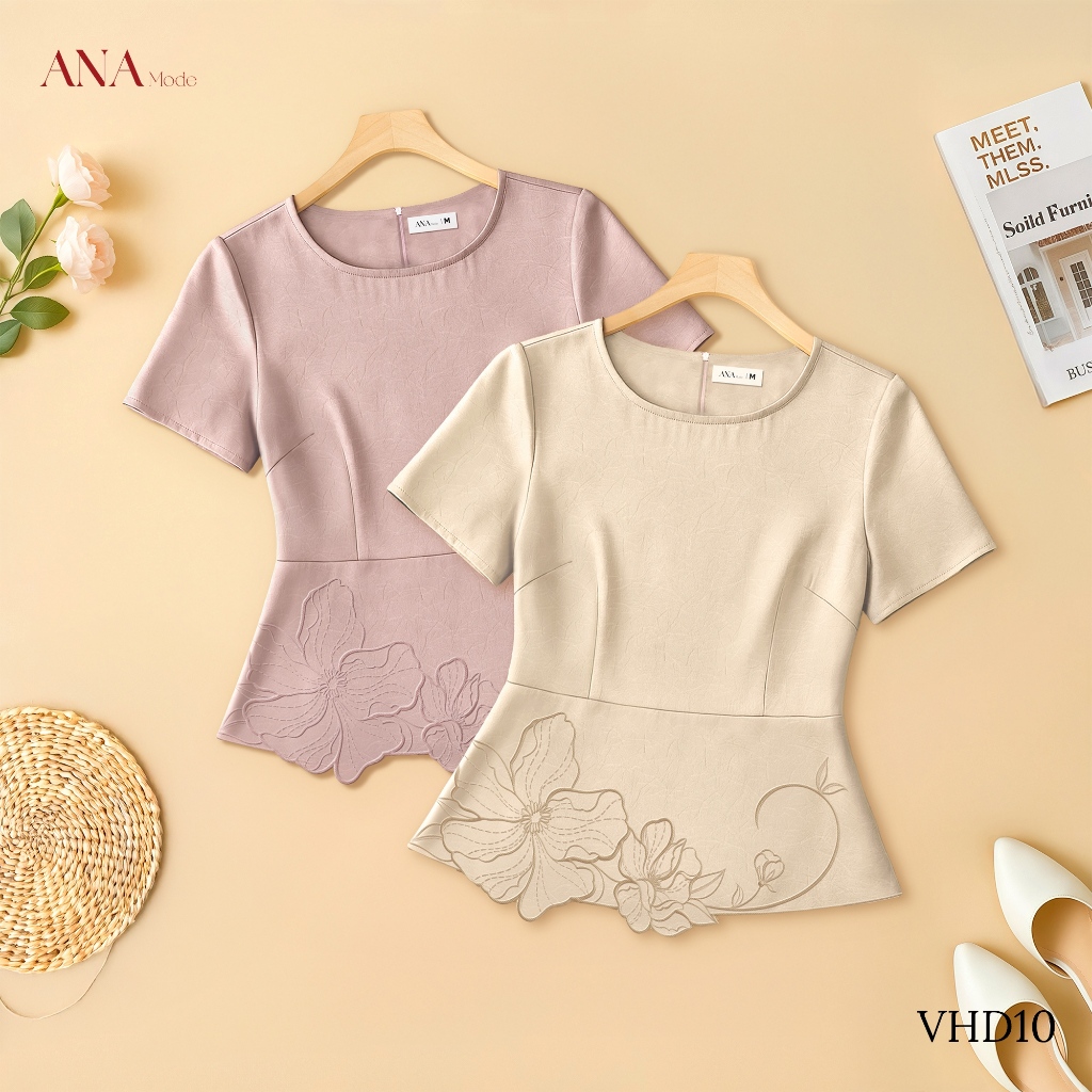 Áo Kiểu Form Rộng Trung Niên ANA Mode Chất Liệu Lụa Vân Mờ Thanh Lịch Đi Chơi Quà Tặng Mẹ AK25VHD10