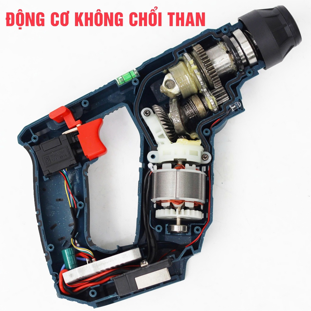 Máy khoan bê tông pin nhỏ gọn BOSHUN BS-RH2002CP , 3 Tốc độ, Lực đập 1.7J - Khoan thường, Khoan búa