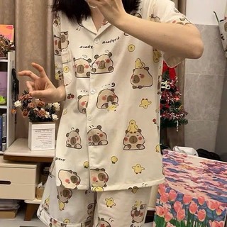 Bộ Đồ Ngủ Măc Nhà Pijama Họa Tiết Trái Tim Xinh Xắn Cho Nữ