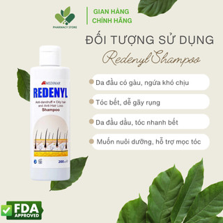 REDENYL Shampoo – Dầu gội giảm gàu, giảm rụng tóc, cho da đầu dầu, hỗ trợ mọc tóc 200ml - Châu Âu