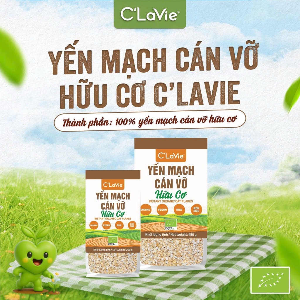 Yến mạch cán dẹt/ cán vỡ hữu cơ C'LaVie Organic Whole/ Instant Oat Flakes