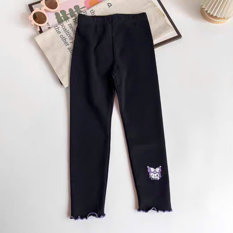 Quần legging, , quần dài , quần tất, Kuromi bé gái chất cotton zip mềm mại co giãn 03