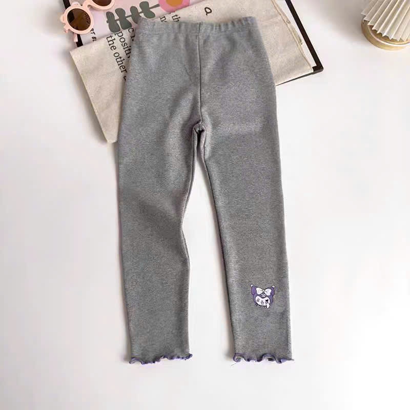 Quần legging, , quần dài , quần tất, Kuromi bé gái chất cotton zip mềm mại co giãn 03