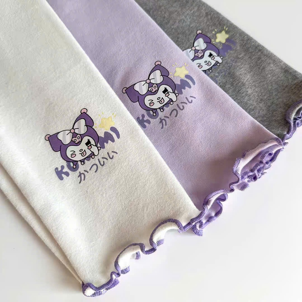 Quần legging, , quần dài , quần tất, Kuromi bé gái chất cotton zip mềm mại co giãn 03