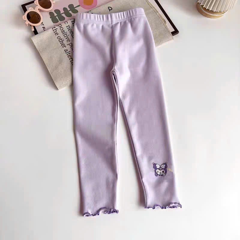 Quần legging, , quần dài , quần tất, Kuromi bé gái chất cotton zip mềm mại co giãn 03