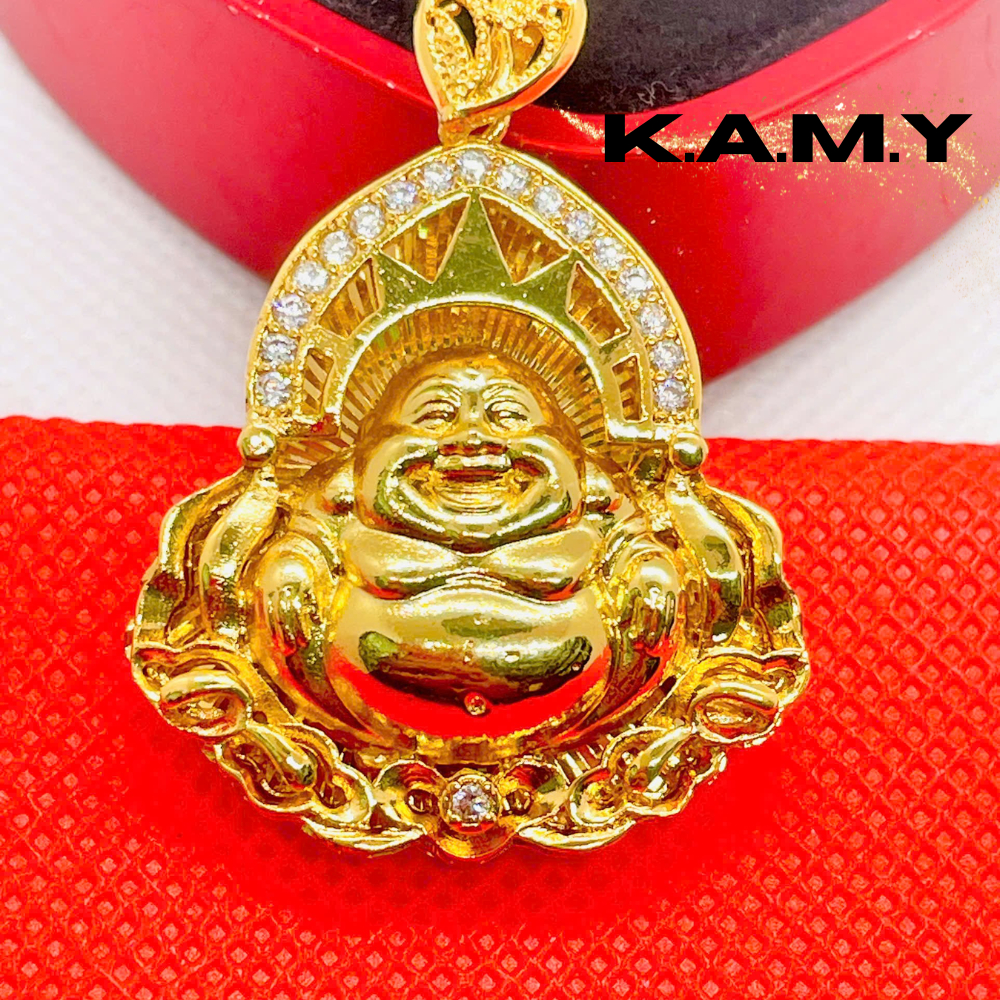 Mặt Dây Chuyền Phật Di Lặc Mạ Vàng 24k  Đính Đá – Trang Sức May Mắn Phong Thủy Tài Lộc