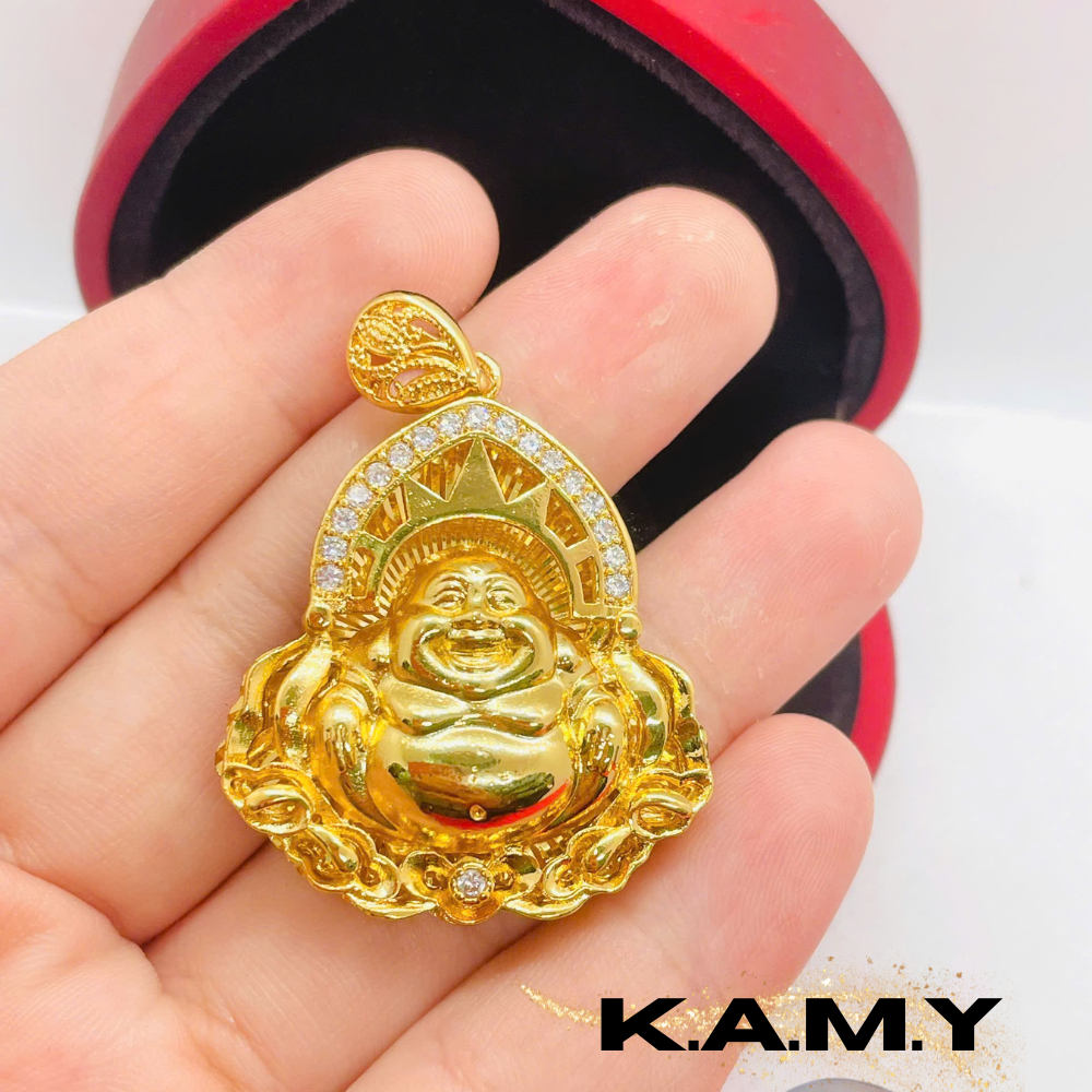 Mặt Dây Chuyền Phật Di Lặc Mạ Vàng 24k  Đính Đá – Trang Sức May Mắn Phong Thủy Tài Lộc