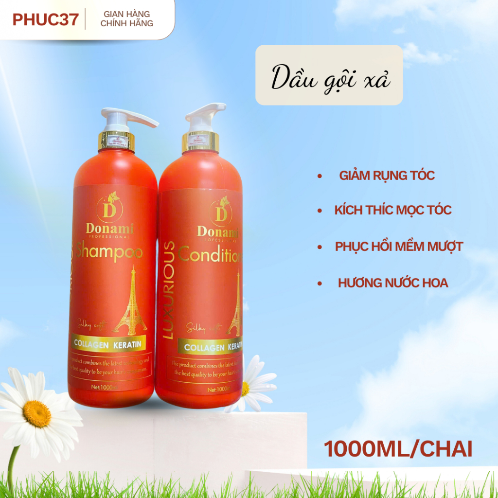 Gội Xả Donami  Kích Mọc Tóc giảm rụng tóc, phục hồi mềm mượt chai 1000ml