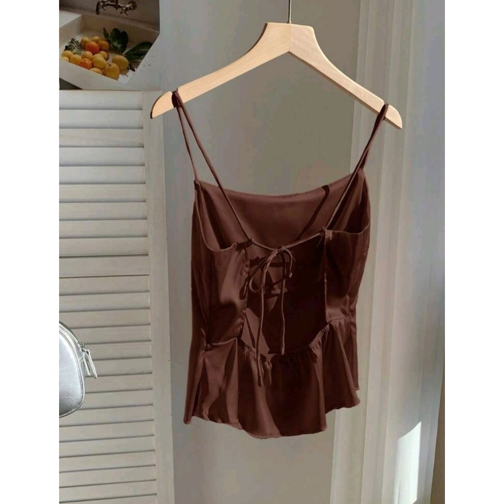 Áo lụa satin 2 dây hở lưng nhiều màu (order)