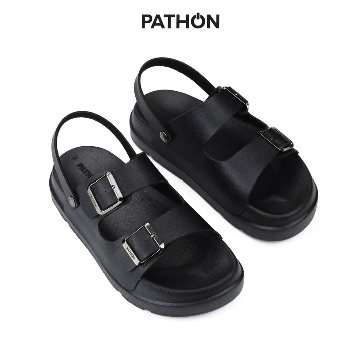 DA09 - Dép nam nữ quai ngang slipper Pathon quai da fiber và đế PU có quai hậu và không có quai hậu