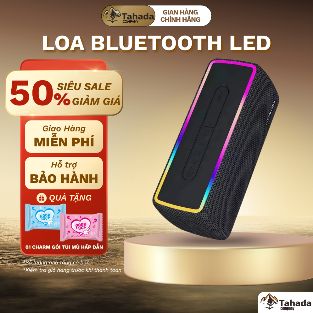 Loa bluetooth AKD W3 phiên bản mới 5.0 pin trâu âm thanh bass mạnh có đèn led RGB chống nước IPX7