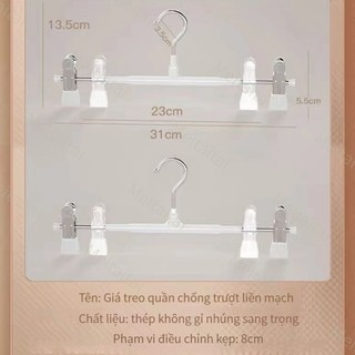 Combo 10 móc áo kẹp quần inox chống trượt không vết hằn tiện lợi cho shop thời trang cửa hàng #A259