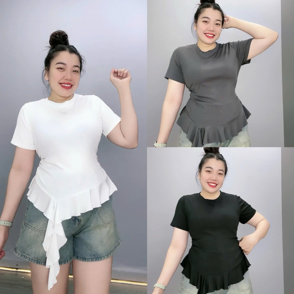 Áo Thun Bigsize Nữ Phối Bèo Lệch Phom Rộng  – Che Dáng Đẹp,Mặc Là Xinh A286