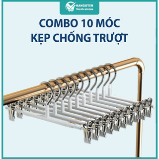 Combo 10 móc áo kẹp quần inox chống trượt không vết hằn tiện lợi cho shop thời trang cửa hàng #A259