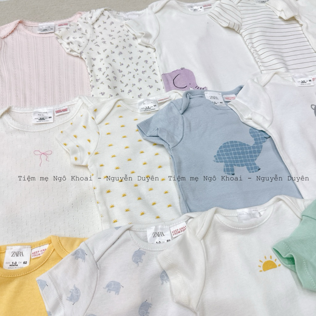 [MD151] Z.A.RA 0-3M/3-6M CHỌN MẪU Body chip ngắn tay pastel màu trơn cho bé