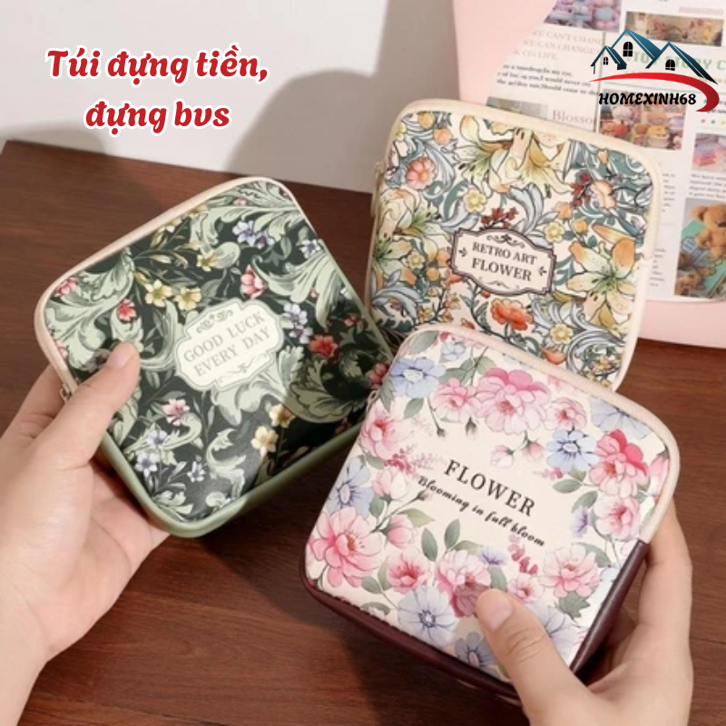 Túi đựng băng vệ sinh Túi đựng mỹ phẩm đa năng dung tích lớn, Bộ sắp xếp cáp dữ liệu Mini PVC
