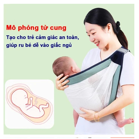 Địu em bé đa năng chính hãng địu trẻ sơ sinh gọn nhẹ địu ngồi vải lưới thoáng mát an toàn