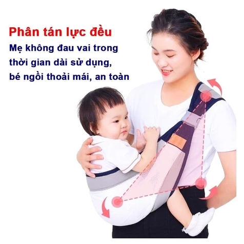 Địu em bé đa năng chính hãng địu trẻ sơ sinh gọn nhẹ địu ngồi vải lưới thoáng mát an toàn