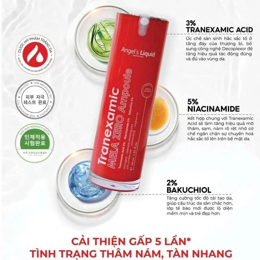 Tinh Chất Giảm Thâm Nám Chuyên Biệt Angel's Liquid Tranexamic Mela Zero Ampoule 30ml - (Đỏ Mới)