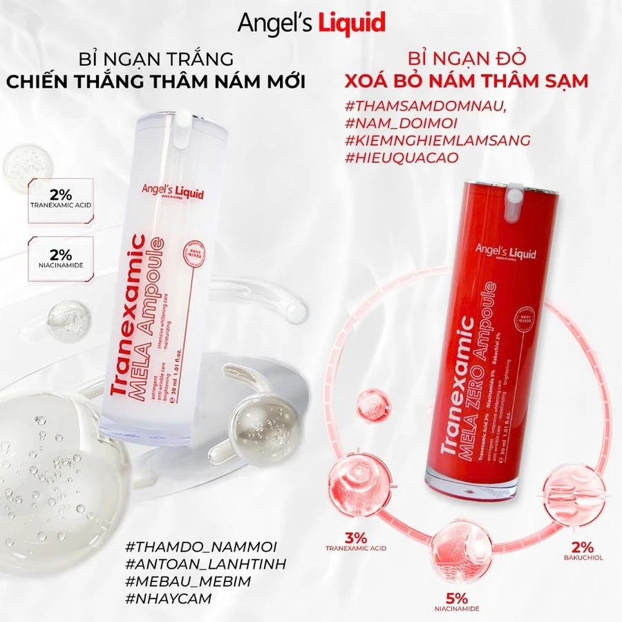 Tinh Chất Giảm Thâm Nám Chuyên Biệt Angel's Liquid Tranexamic Mela Zero Ampoule 30ml - (Đỏ Mới)