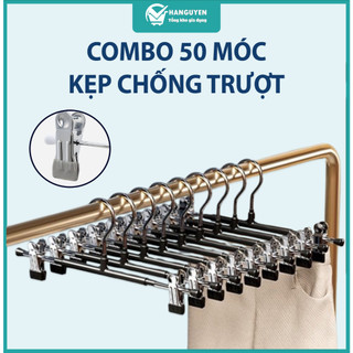 Combo 50 móc áo kẹp quần inox chống trượt không vết hằn tiện lợi cho shop thời trang cửa hàng #A259