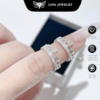 Nhẫn nữ bạc LoPa, SN04 , nhẫn nữ vương miệng bản to Freesize đá chủ giọt nước , cá tính, thanh lịch bạc ta LoPa