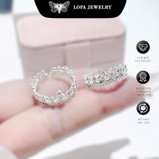 Nhẫn nữ bạc LoPa, SN04 , nhẫn nữ vương miệng bản to Freesize đá chủ giọt nước , cá tính, thanh lịch bạc ta LoPa