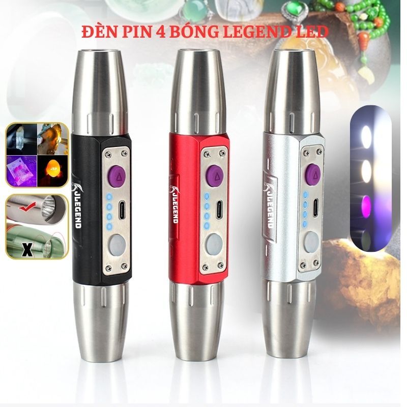 Đèn pin soi đá quy nhiều màu đèn soi cua tiên giấy tờ đa năng ánh sáng mạnh đầy đủ sạc pin JSP