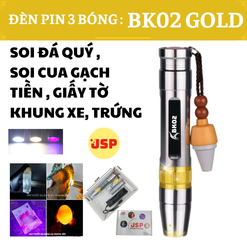 Đèn pin soi đá quy nhiều màu đèn soi cua tiên giấy tờ đa năng ánh sáng mạnh đầy đủ sạc pin JSP