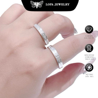 [Hộp Xinh] Nhẫn đôi bạc ta LoPa SK881 nam nữ | Nhẫn đôi chữ thập viền thân đá thiết kế mới xinh xắn