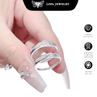 [Hộp Xinh] Nhẫn đôi bạc ta SK996 nam nữ | Nhẫn nam đá chủ thân trơn – nhẫn nữ viền đá lấp lánh LoPa