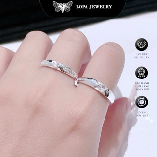 [Hộp Xinh] Nhẫn đôi bạc ta SK996 nam nữ | Nhẫn nam đá chủ thân trơn – nhẫn nữ viền đá lấp lánh LoPa