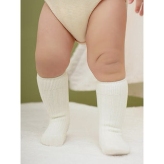 Tất đùi gối cho bé sơ sinh chất len cotton gân tăm dễ thương màu trơn