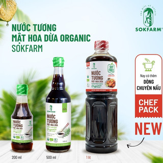 Nước Tương Mật Hoa Dừa Organic Sokfarm Ít Muối Vị UMAMI Tự Nhiên