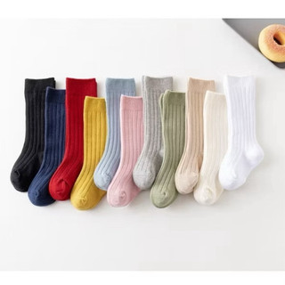 Tất đùi gối cho bé sơ sinh chất len cotton gân tăm dễ thương màu trơn