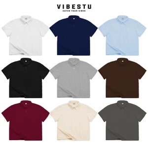 Áo Polo Trơn Local Brand VIBESTU, Áo Polo Boxy Form Rộng Unisex 250Gsm Cotton