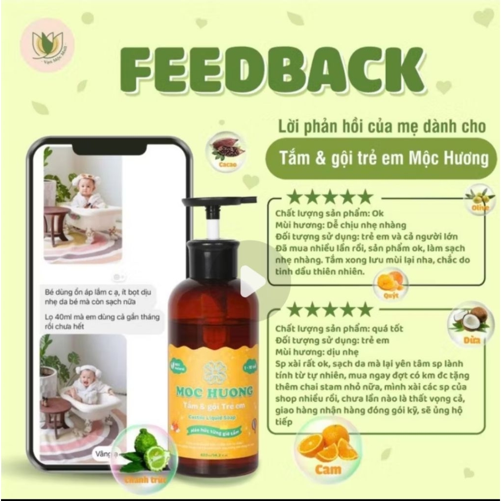 Tắm gội trẻ em Mộc Hương - 470gr - Tinh dầu thảo mộc bảo vệ làn da bé, giảm rôm sảy